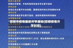 邯郸市疫情最新开学通知(邯郸疫情开学时间)